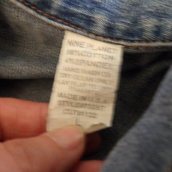 Vintage Nine Planet Denim Trucker Jacket Sz L ( Runs Small ) - Picture 6 of 6